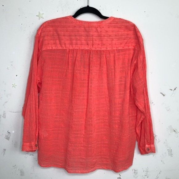 ANTHROPOLOGIE Pilcrow and the letterpress coral button down tunic blouse - Picture 7 of 11